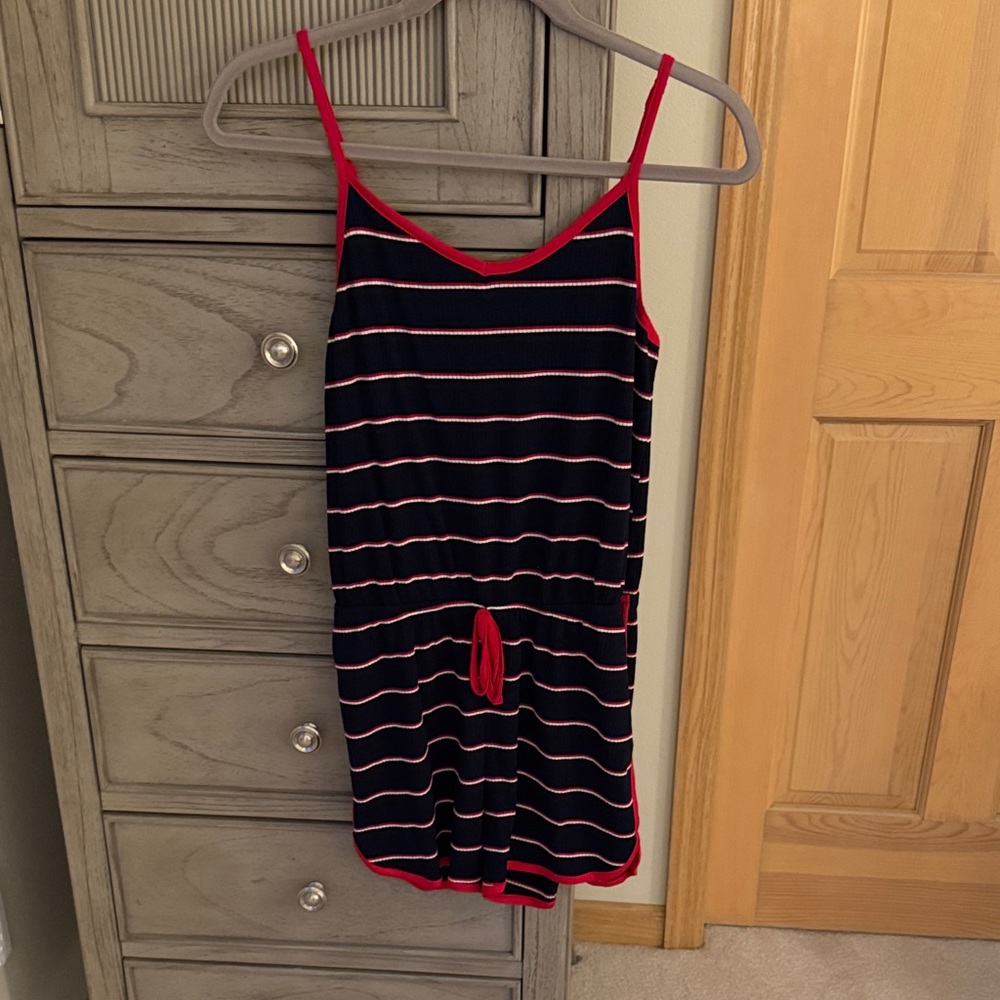 Mossimo Supply Co. Black and Red Striped Jumpsuit